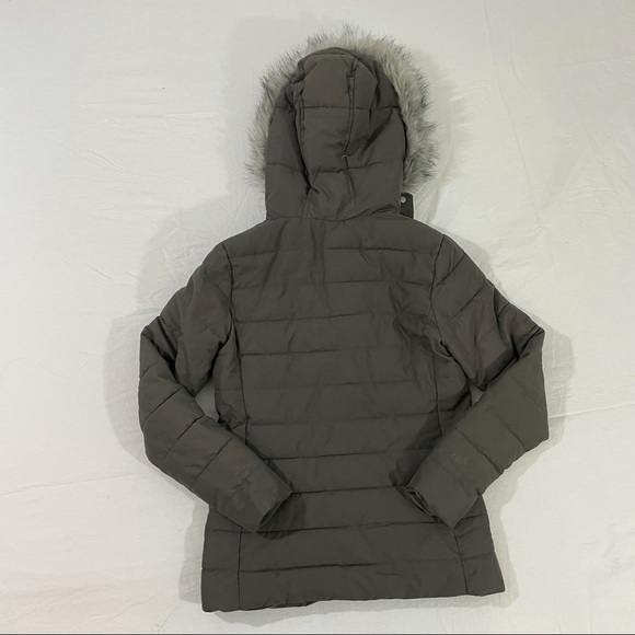 New Look Grey Quilted Fur Hoodie Zip Up Jacket - Picture 7 of 8